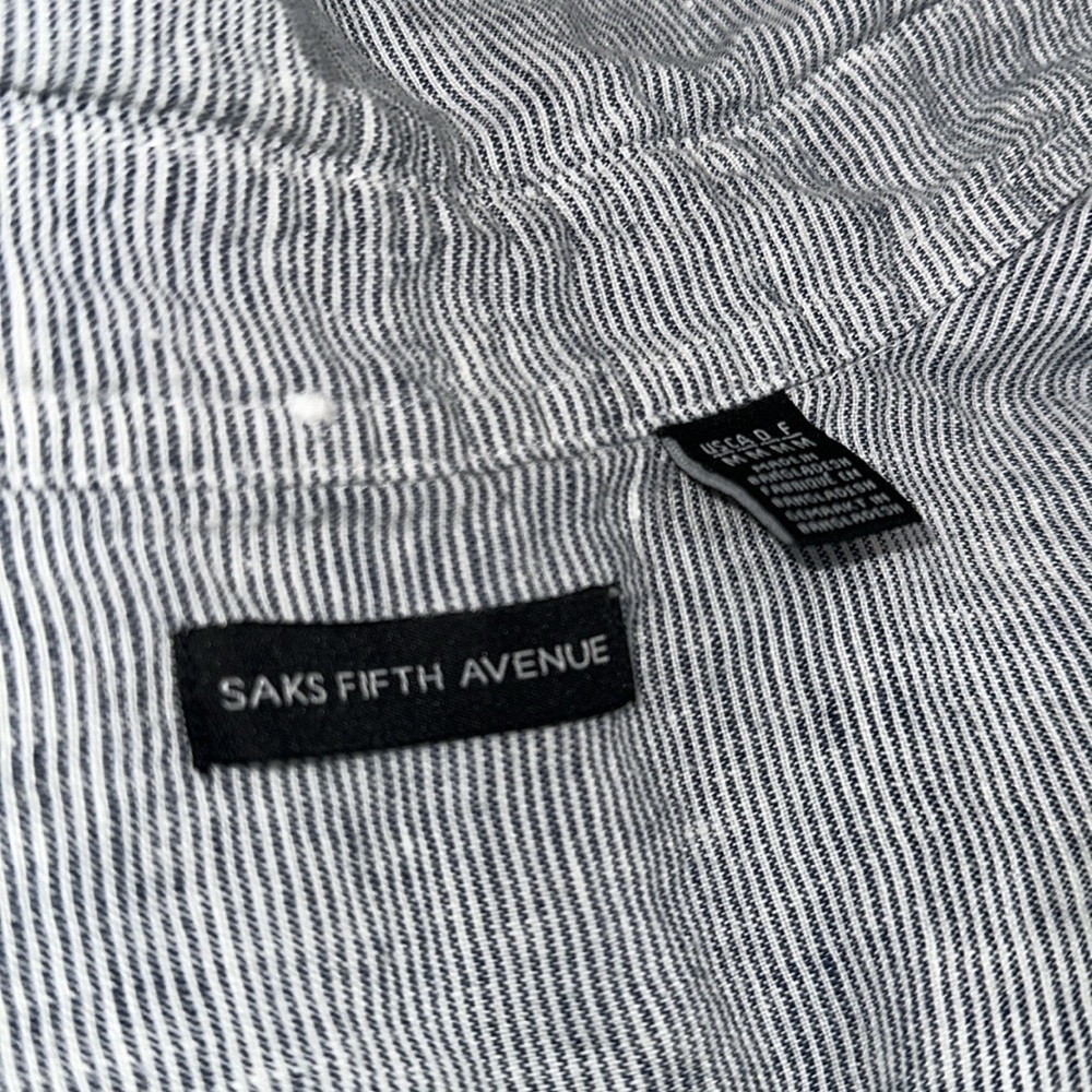 Saks Fifth Avenue Short Sleeve Button Down Shirt size medium linen fabric - Picture 4 of 6